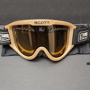 Scott Vintage Tan Frame Ski Goggles with Black Strap